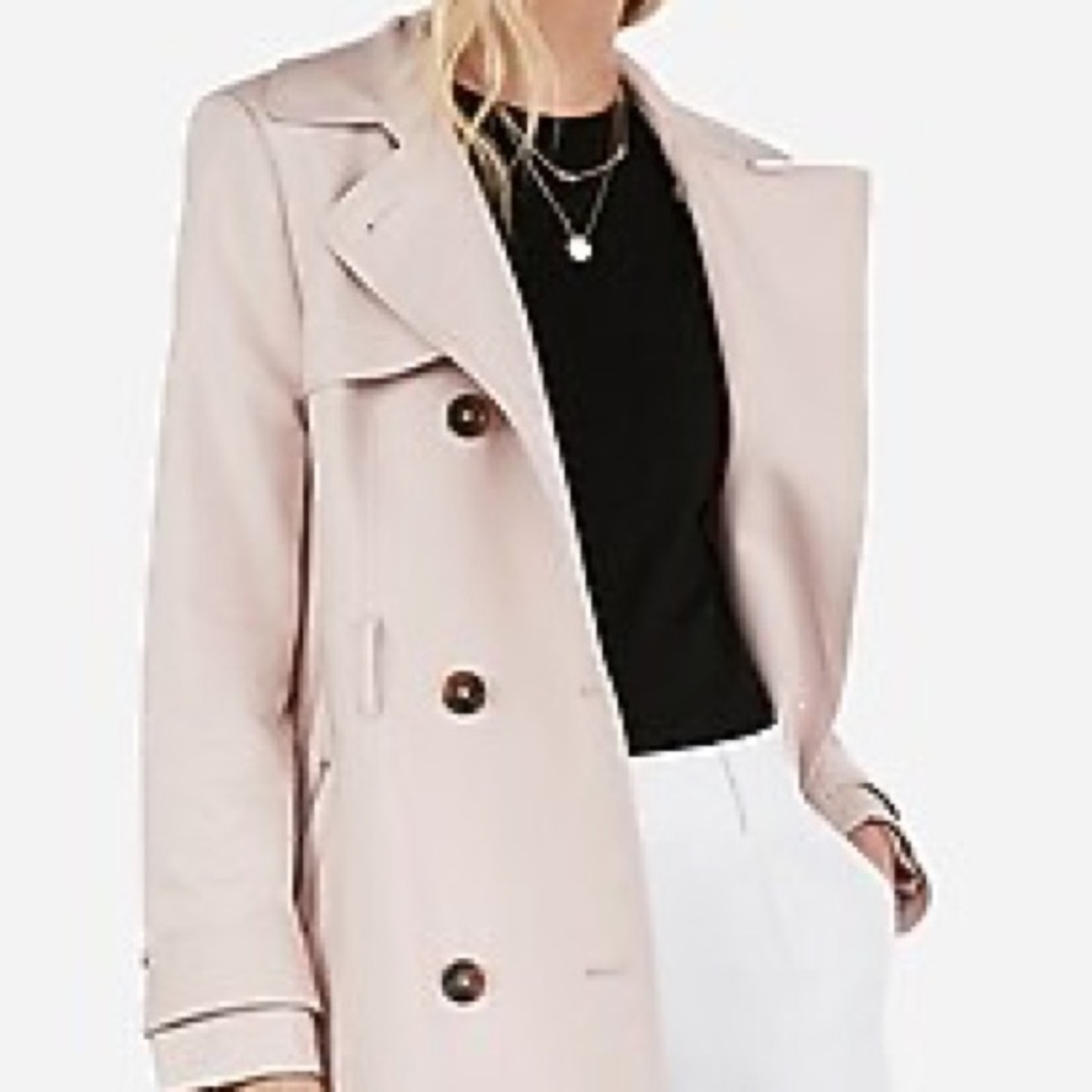Express Classic Double Breasted Trench Coat light pink - Picture 3 of 10